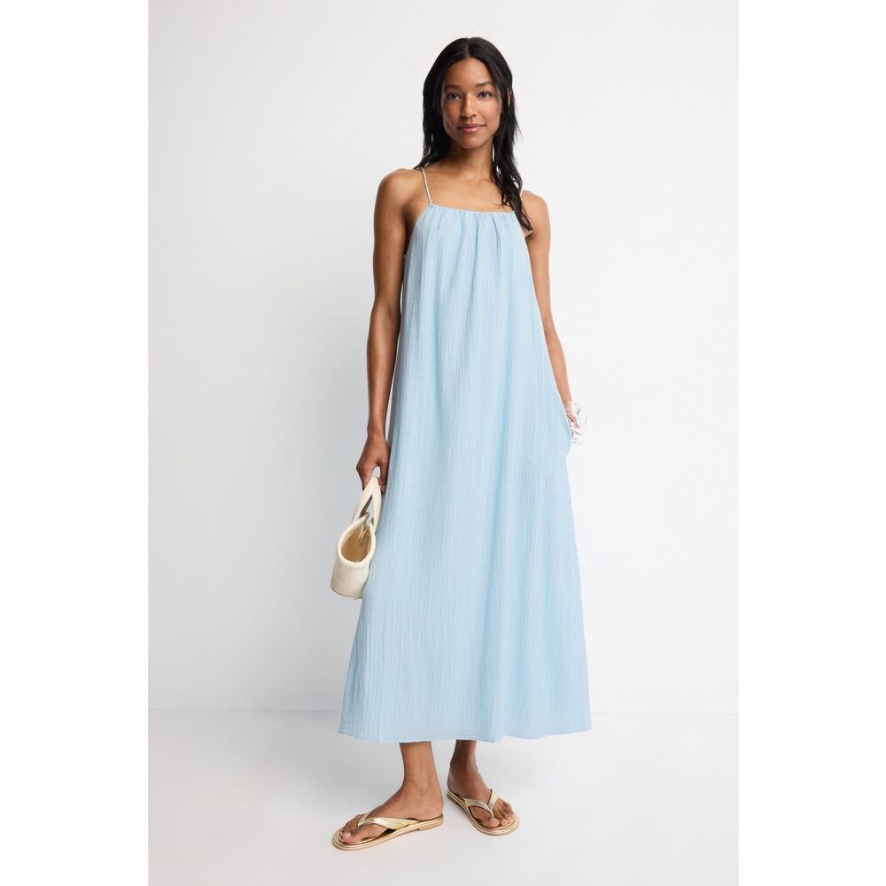 Solid & Striped Sz M Light Blue Sarai Sleeveless Textured Relaxed Maxi Dress
